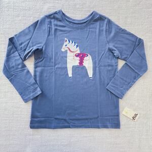 NEW Tea Collection Blue Dala Horse Graphic Tee 10
